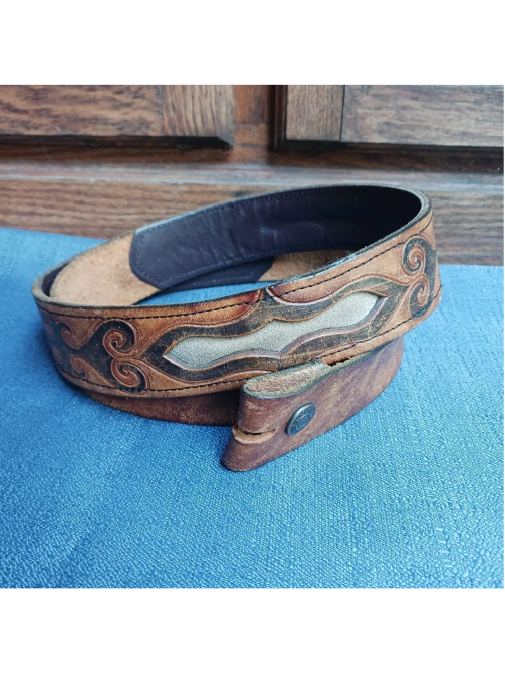 VTG Hand Tooled Leather Belt XXL 42 +